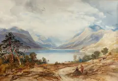 Loch Lomond,with figures and cattle in the foreground, Ben Lomond beyond by P.O.W.S. Anthony Vandyke Copley Fielding, indistinctly signed and dated 'Copley Fielding 1844' (lower right) watercolour, sold Nov 2013