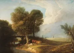 Figures with cattle in a landscape by Thomas Gainsborough, oil on canvas, sold Nov 2013
