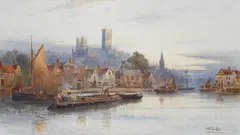 Lincoln from the River Witham by Walter Stuart-Lloyd, watercolour, sold Nov 2013