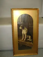 A hound in a stable interior, by Maud Earl, oil on board, sold Nov 2013