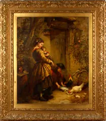 Feeding Time by William Powell Frith, oil on canvas, sold Oct 2013