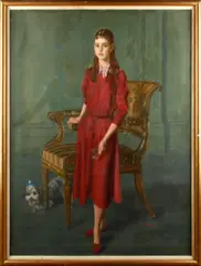 Girl standing by a chair by Alfred Thomson, sold Oct 2013
