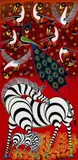 Zebra and birds by Rajabi Chiwaya, enamel paint on board, offered Oct 2013