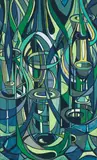 Abstract composition by Henry Lumu, acrylic, offered Oct 2013