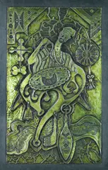 'Divination' by Moses Unokwah, metal relief, offered Oct 2013