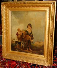 The laden donkey by George Morland, oil on canvas, sold Oct 2013