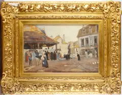 A French street scene by Thomas Hunt, watercolour, sold Oct 2013