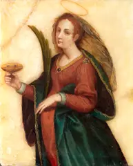 Saint Lucy by Veronese School, oil on alabaster, sold Oct 2013