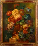 Still life of flowers and grapes by Louis Silas, and two other still lifes by the same hand (3), sold Oct 2013