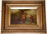 Sherpherds in a landscape by Continental School, oil on metal, sold Oct 2013