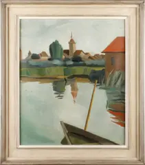 River landscape by Pierre-Eugène Bouvier, sold Oct 2013