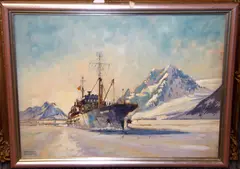 Tramp at the Coal Tip; RRS John Biscoe by Derrick Smoothy, sold Aug 2013