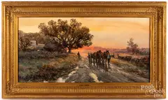 sunset landscape by Frank English, watercolor, sold Dec 2020