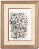 female dancer by Chaim Gross, watercolor, sold Dec 2020