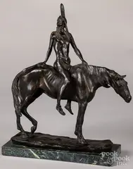 Native American on horseback by Charles Humphriss, bronze, sold Dec 2020