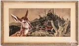 illustration of"Deer in a Mountain Landscape by John Edward Costigan, 1948, mixed media, offered Oct 2020