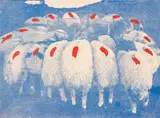 Untitled (Sheep) by Menashe Kadishman, screenprint with gouache on paper board, sold Jun 2021