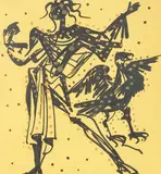 Knight of the Sparrow Hawk by Salvador Dalí, 1972, lithograph, sold Jun 2021