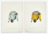 Pair of Artist Proofs for 'Sheep's Head' by Menashe Kadishman, c.1980, lithograph in three colors, sold Jun 2021