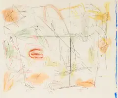 Toch by Nancy Graves, 1977, etching and pastel on paper, sold Jun 2021