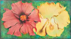 Hibiscus by Lowell Nesbitt, 1979, graphite and colored pencil on paper, sold Jun 2021