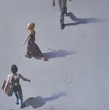 Untitled (Pedestrians) by Martin Hoffman, 1972, acrylic on canvas, sold Jun 2021