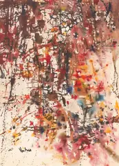 City by Gene Hutner, watercolor, sold Jun 2021