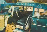 Derelict Vehicle by John Salt, 1971, photolithograph, sold Jun 2021