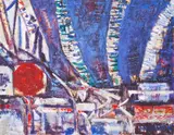 Queensboro Plaza Series 1 by Gene Hutner, mixed media, sold Jun 2021
