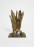 Untitled (Golden Leaf) by Seena Donneson, bronze with applied gold patina, sold Jun 2021