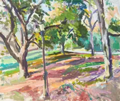 Central Park by Louis Finkelstein, oil on canvas, sold Jul 2021