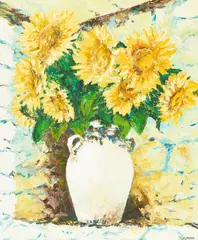 Sunflowers by William Foreman, oil on canvas, sold Jul 2021