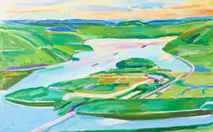 Hudson River by George Kelly, oil on canvas, sold Jul 2021