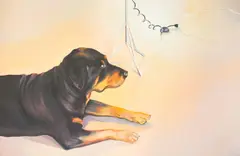 Echo I (Rottweiler) by Lowell Nesbitt, 1974, oil on canvas, sold Jul 2021