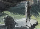 Ledge With Overhang by Euan MacLeod, 1991, oil on paper on canvas, sold Nov 2011