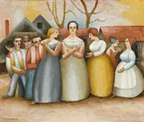 The Gathering by Horace Brodzky, 1965, oil on board, sold Nov 2011