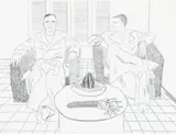 Christopher Isherwood And Don Bachardy by David Hockney, 1976, colour lithograph, sold Nov 2011