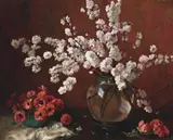 Still Life With Blossom In A Glass Vase by Albert John Sherman, oil on canvas, sold Nov 2011