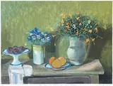 Still Life With Flowers, Plums And Oranges by Margaret Olley, 1998, colour lithograph, sold Nov 2011