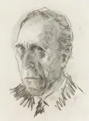 Portrait Of Nugget Coombs by Clifton Pugh, charcoal on paper, sold Nov 2011