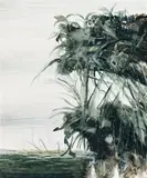 Bribie Island by Sidney Nolan, oil on paper on composition board, sold Nov 2011
