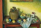 French Oil Jar With Fruits by Margaret Olley, 1997, oil on composition board, sold Aug 2008