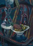 Still Life With Bottle And Fruit by Roy De Maistre, oil on canvas, sold Aug 2008
