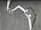 Three Balancing Boys by John Brack, 1971, conté on paper, sold Aug 2008