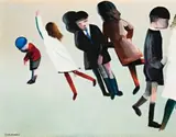 School Children Playing by Charles Blackman, c.1960, oil on board, sold Aug 2008