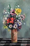 Mixed Flowers In Pot On Checked Cloth by Nora Heysen, oil on canvas on board, sold Aug 2008