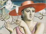 Woman And Magnolia by Eileen Mayo, pastel and pencil on paper, sold Aug 2008