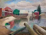 Boathouse, Sydney by Roland Wakelin, 1926, oil on card, sold Aug 2008