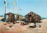 The Black Camp by Sali Herman, 1952, oil on board, offered Aug 2008