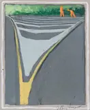 Sketch For The Arezzo Turnoff Ii by Jeffrey Smart, 1975, gouache on paper, offered Aug 2008